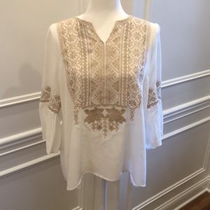 Andree Cream Embroidered Blouse
